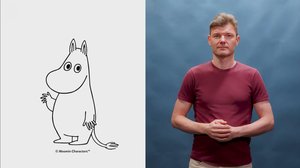 Muminfigurerna på finlandssvenskt teckenspråk