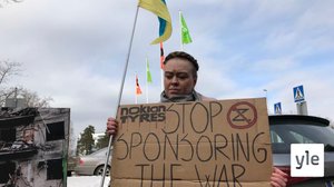 Ukrainalaisten mielenosoitus Nokian Renkaiden pääkonttorilla (S): 24.03.2022 13.22