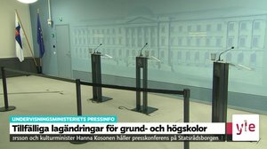 Svenska Yle live: Opetus- ja kulttuuriministeriö valmistautuu toiseen aaltoon: 04.06.2020 13.15