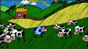 Minipala: Sininen lehmä uimahallissa