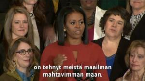 Michelle Obama piti tunteikkaan jäähyväispuheen: 07.01.2017 11.11