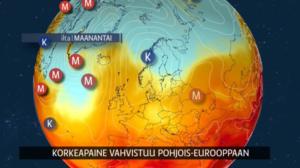 Korkepaine vahvistuu Suomeen: 03.10.2016 11.10