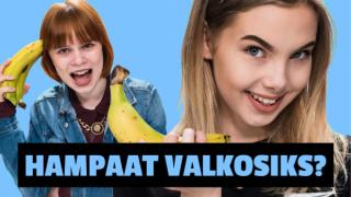 Emma ja Milla testaa: Valkoiset hampaat banaanilla?