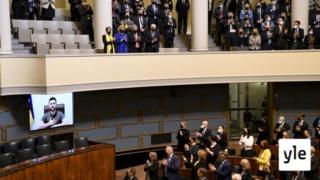 Ukrainan presidentti Volodymyr Zelenskyi puhuu Suomen eduskunnalle: 08.04.2022 14.00