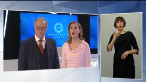 Presidentinvaalien 1. kierroksen tulosilta viittomakielelle tulkattuna, Plasma: Presidentinvaalien 1. kierroksen tulosilta viittomakielelle tulkattuna: 29.01.2018 14.00