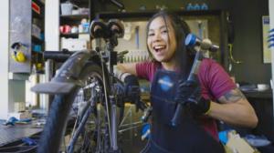 Nikki rides bikes
