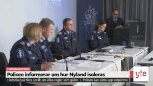 Svenska Yle live: Polisens information om rörelsebegränsningar i Nyland: 26.03.2020 10.09