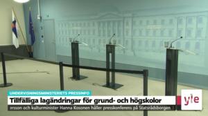Svenska Yle live: Opetus- ja kulttuuriministeriö valmistautuu toiseen aaltoon: 04.06.2020 13.15